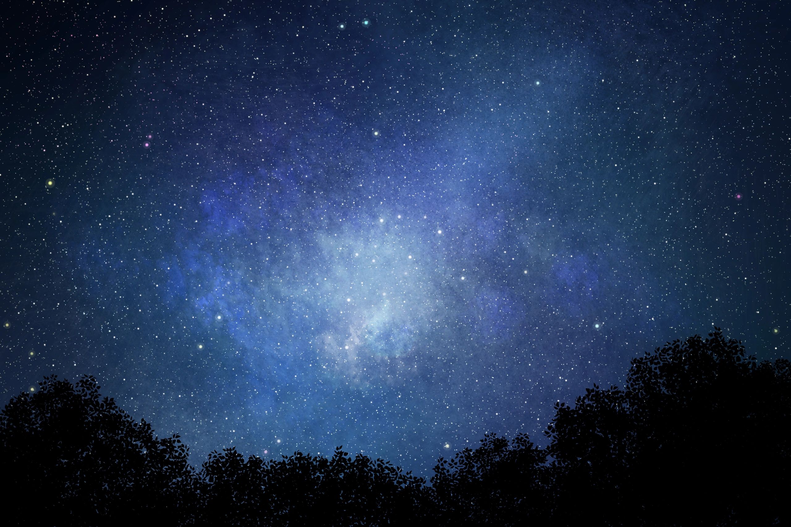 Fantastic starry sky background B Silhouette 1