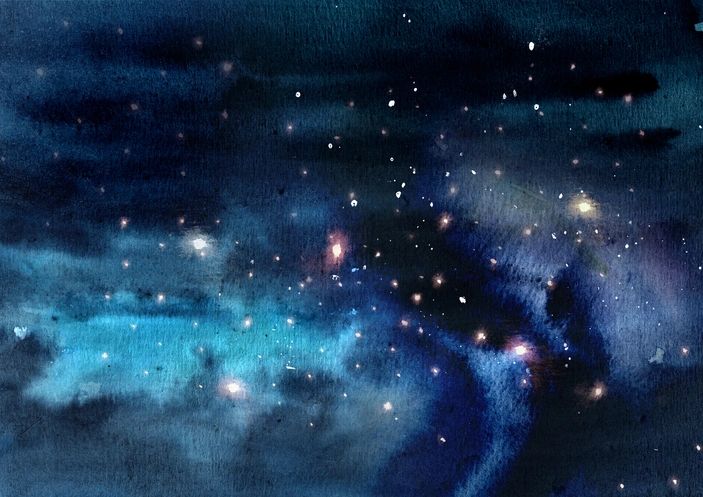 Cielo estrellado en acuarela, fondo cósmico